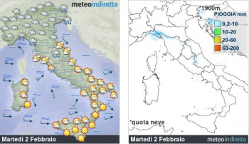Meteo domani: deboli piogge su Liguria e Appennino centrale, nuvoloso altrove
