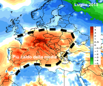 Luglio oltre la media in tutta Europa, Italia al centro della bolla calda