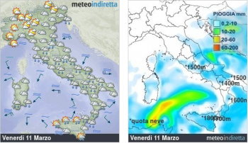 Meteo domani: instabile al centro-sud, forti piogge tra Calabria e Sicilia