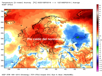 Prima metà di settembre molto più calda del normale in gran parte dell’Europa centrale