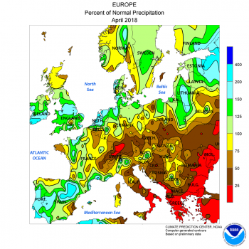 APRILE 2018 : precipitazioni molto scarse sull’Italia e buona parte dell’Europa!