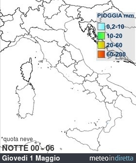 mappa pioggia italia Domani - Notte
