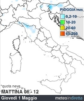 mappa pioggia italia Domani - Mattina