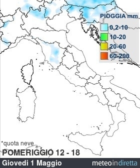 mappa pioggia italia Domani - Pomeriggio