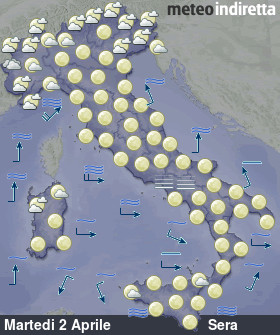 cartina meteo italia a 5 Giorni - Sera