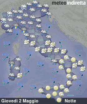 cartina meteo italia Oggi - Notte