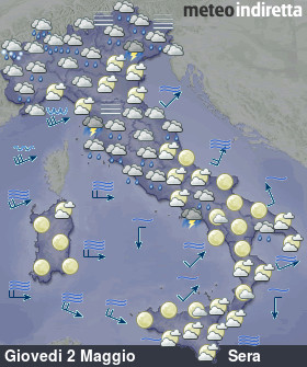 cartina meteo italia Oggi - Sera