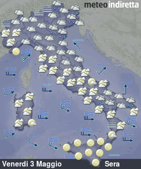 cartina meteo italia a 7 Giorni - Sera