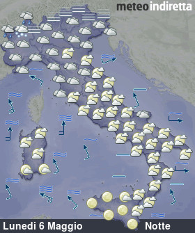 cartina meteo italia Oggi - Notte