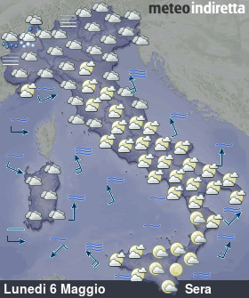 cartina meteo italia Oggi - Sera