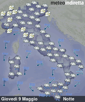 cartina meteo italia a 4 Giorni - Notte