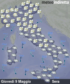 cartina meteo italia a 4 Giorni - Sera