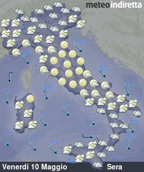 cartina meteo italia a 5 Giorni - Sera