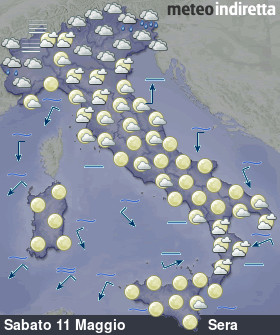 cartina meteo italia a 6 Giorni - Sera