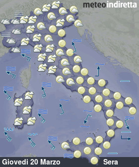 cartina meteo italia a 6 Giorni - Sera