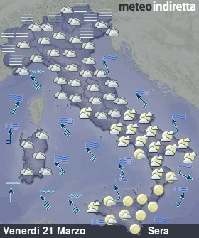 cartina meteo italia Oggi - Sera