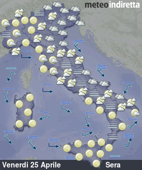 cartina meteo italia Oggi - Sera